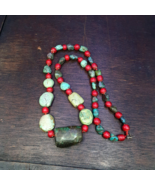 Collana antica di perle turchese e rosso cuore bianco #j5 - $318.52 CAD