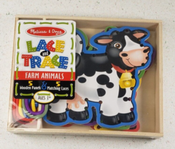 Melissa and Doug Lace and Trace Farm Animals Wooden Panel & Laces - Ages 3+ NEW - $13.14