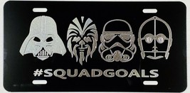 Star Wars Squad Car Tag Engraved Etched on Gloss Black Aluminum License ... - $22.99