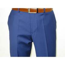 Mens Mantoni Flat Front Trousers Wool Super 140s Classic Fit 40901 French Blue image 5