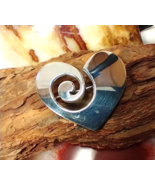 925 Sterling Silver Vintage Heart Swirl Pin Brooch Signed - $38.00