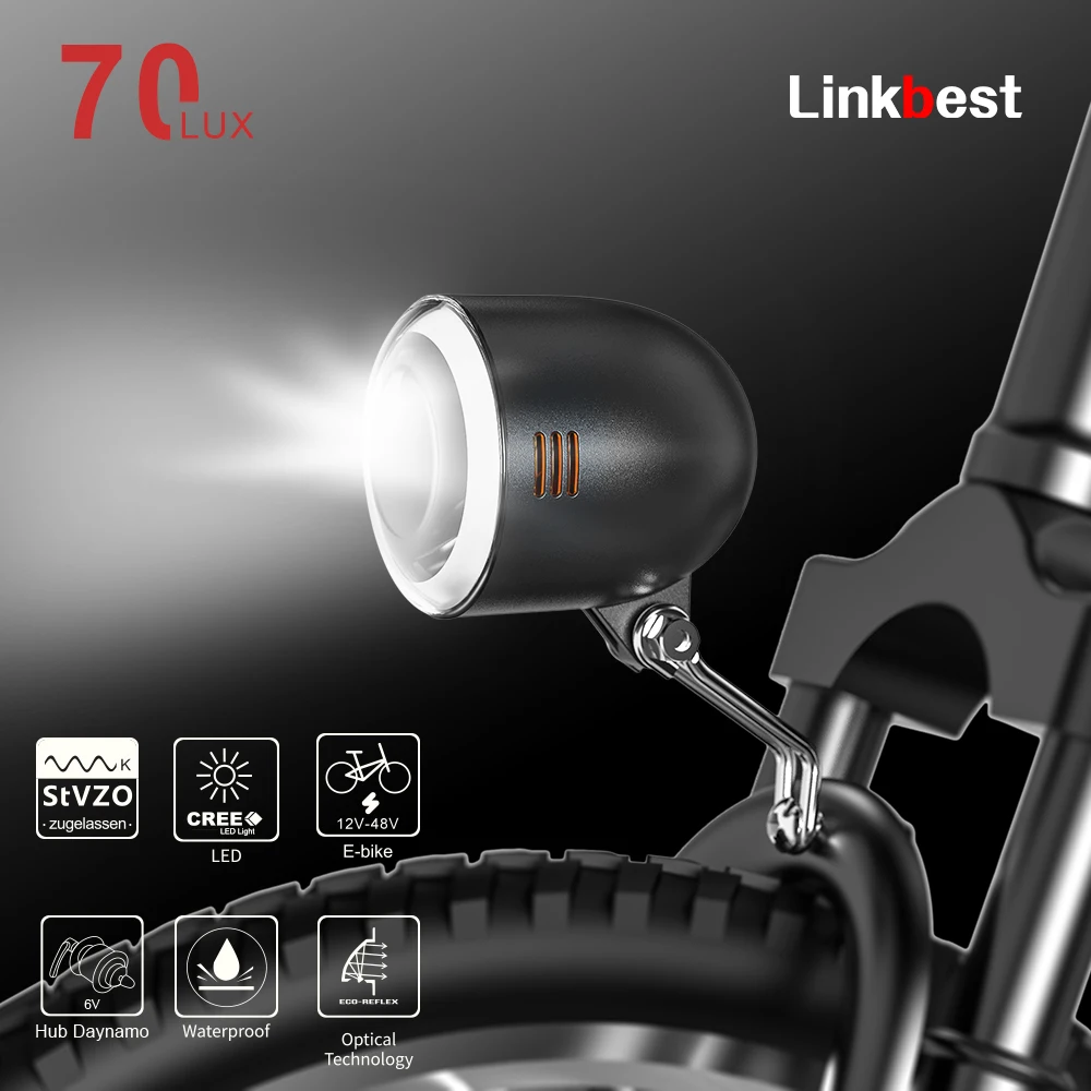 Linkbest Bike Light 70 Lux Electric Bicycle Cycling Headlight Powerful Front - £20.63 GBP+