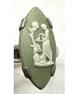 Vintage Sterling Silver JW Wedgwood Green Jasperware Cameo Ring Size 5.75 - $60.98 CAD