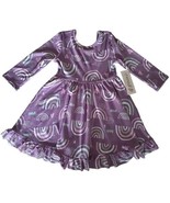 CHENAULT GIRL™ ~ Size 4 Dress ~ Long Sleeve ~ Ruffled Hem ~ Rainbows on ... - $18.70