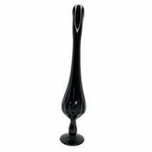 MCM Fenton Amethyst Black Art Glass Stretch Swung 12” Vase Honeycomb Thumb Print - £59.34 GBP
