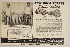 1948 Print Ad Fred Arbogast Hula Popper Fishing Lures Huge Bass Akron,Ohio - $10.78