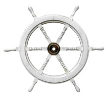 Ship&#39;s steering wheel 76 cm ship&#39;s wheel steering White Antique Wall Decor - £137.06 GBP