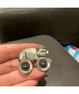 Silver Pig Harley on Wheels Brooch - $267.08 MXN