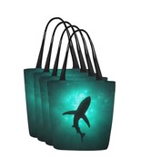 Set of FOUR Shark Silhouette Canvas Tote Bag Two Sides Printing - $74.69 CAD