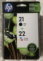 HP 21 Black &amp; HP 22 Tri-Color Ink Cartridges C9509FN -C9351AN &amp; C9352AN Foil Pk - £42.51 GBP