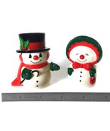 Vintage Hallmark Mr &amp; Mrs Snowman Figural Plastic Salt &amp; Pepper Shakers - $18.48