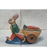 Vintage Bunny Rabbit Pulling Wheelbarrow Figurine Cottage Goblincore AS ... - $23.76