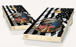 Black and White American  Flag Home of the Free Patriotic Cornhole Board... - £42.45 GBP