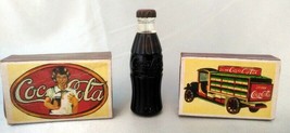 Lot (3 pcs) Vintage COCA-COLA Items:  Matches (2 Boxes), Small Resin Bottle - £11.70 GBP