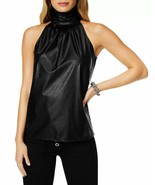 Stilvolles schwarzes ärmelloses Damenoberteil aus echtem weichem Lammled... - $184.62 CAD+