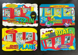 Window Board Book Lot Elephant Plane/Monkey Train/Croc Bus/Hippo Bus -New - £7.32 GBP