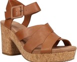 Toms Ava Dress Sandals High Heel Platform Brown Leather And Cork Size 8.... - £27.36 GBP