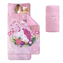 Unicorn Toddler Nap Mat With Removable Pillow And Fleece Blanket, Pink U... - £44.28 GBP