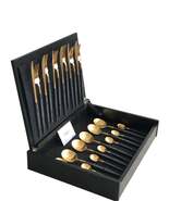 Goa Black 24 Pcs. Gold Plated Matte Brushed + Wooden Box - $7,787.02 MXN