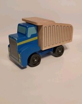 Wooden Blue Dump Truck Melissa &amp; Doug Durable Classic Dump Bed Toy  - £11.98 GBP