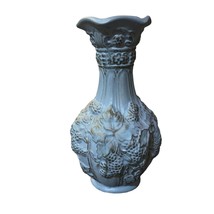 Vintage 1971 Vase Used Studio Art Blue Gold Grapevines - £19.36 GBP