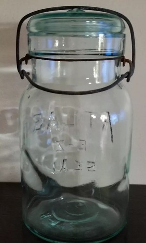 Vintage ~ E-Z Seal ~ Atlas Locking Lid ~  Green Quart Jar ~ 1 Item image 4