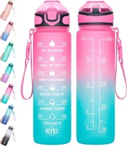 Water Bottle 32oz with Straw Motivational Water Bottle with Time Marker ... - £19.50 GBP