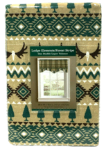 Colordrift Lodge Elements Forest Stripe Valance 58 x 18 Double Layer Green Brown - £17.36 GBP