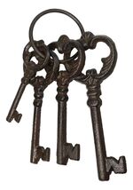 Vintage Antique Design Cast Iron Jailor Keys Set of 4 in Different Sizes... - $17.99