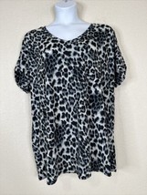 Sew In Love Womens Plus Size 3XL Animal Print V-neck Top Short Sleeve St... - $14.99