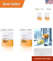 Durable 3.3 Borosilicate Glass Beakers, 1000ml - Printed Graduations, 2-... - $1,595.27 MXN