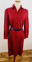 Vintage Gloria Vanderbilt Women&#39;s 10 Shirt Dress Stripe Belted Secretary... - £17.93 GBP