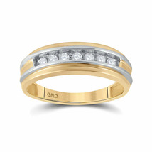 10kt Two-tone Gold Mens Round Diamond Single Row Band Ring 1/4 Cttw - £412.94 GBP