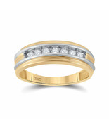 10kt Two-tone Gold Mens Round Diamond Single Row Band Ring 1/4 Cttw - £403.57 GBP