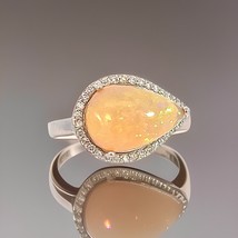 Natural Opal Diamond Ring 6.75 14k W Gold 4 TCW Certified $4,950 310548 - £1,778.07 GBP