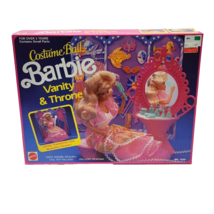 Vintage 1990 Mattel Costume Ball Barbie Vanity &amp; Throne 100% Complete Box # 7220 - £37.21 GBP