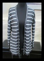 Koton Size S Black &amp; White Sparkle Open V Neck Peplum Tie Knit  Cardigan - $21.03