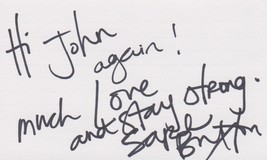 Sarah Buxton Signed Autographed 3x5 Index Card - $14.99