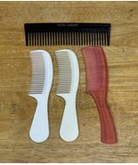 Estee Lauder Plastic Hair Combs Wide Tooth Pink &amp; White Black Lot Vtg - $19.79
