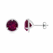 ANGARA 7mm Natural Rhodolite Martini Stud Earrings in Sterling Silver for Women - £286.27 GBP+