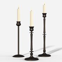 Candlestick Holders For Taper Candles Matte Black Set of 3 NEW - £32.63 GBP