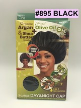 QFITT Organic Argan Olive Oil Treated X-LARGE DAY &amp; NIGHT CAP #895 BLACK... - $3.99