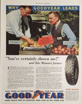 1933 Print Ad Goodyear Auto &amp; Truck Tires Farmer &amp; Bushel of Apples - £14.56 GBP