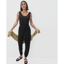 Everlane The French Terry Jumpsuit Sleeveless Drawstring Pockets Black S - £45.56 GBP