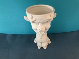 D3 -Crack Pot Reindeer Pot Ceramic Bisque Ready-to-Paint, You Paint - $3.00