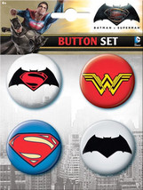 DC Comics Dawn Of Justice Set of 4 Comic Art Buttons Set 2 Logos NEW UNUSED - £3.91 GBP