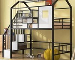 Merax Loft Bed Twin Size with Stairs &amp; Shelves, Metal Loft Bed with Beds... - $684.99