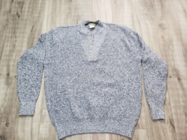 Vintage LL Bean Sweater Men X-LARGE Blue Henley Fisherman Made in USA Knit G718 - £15.09 GBP