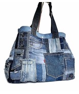 Oversized Levis Denim Tote Bag: Upcycled Jean Weekender - $220.00