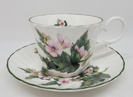 Royal Patrician Staffordshire Teacup &amp; Saucer Althaea Officianalis Marsh Mallow - £15.17 GBP